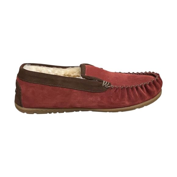 L.L.Bean Wicked Good Venetian Slippers Mens 9 Red Brown Shearling Suede Loafers main image 13